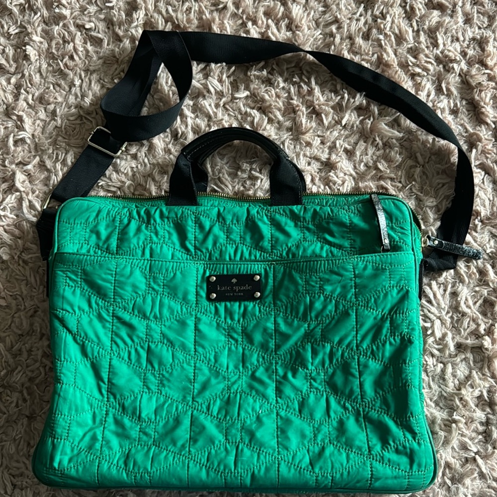 Kate Spade New York Signature Spade Quilted-Chad Laptop Bag,Emerald,One Size